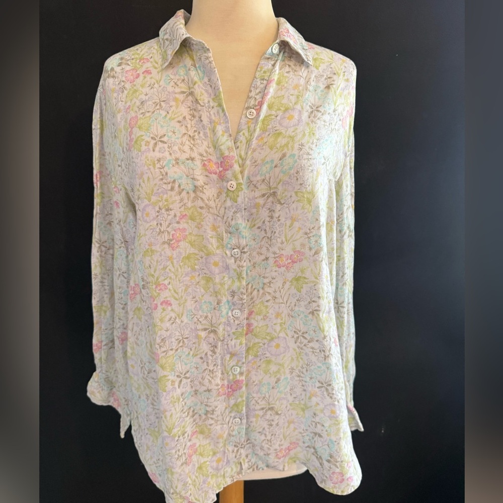 J. Jill Pastel Floral Button-Down Shirt
